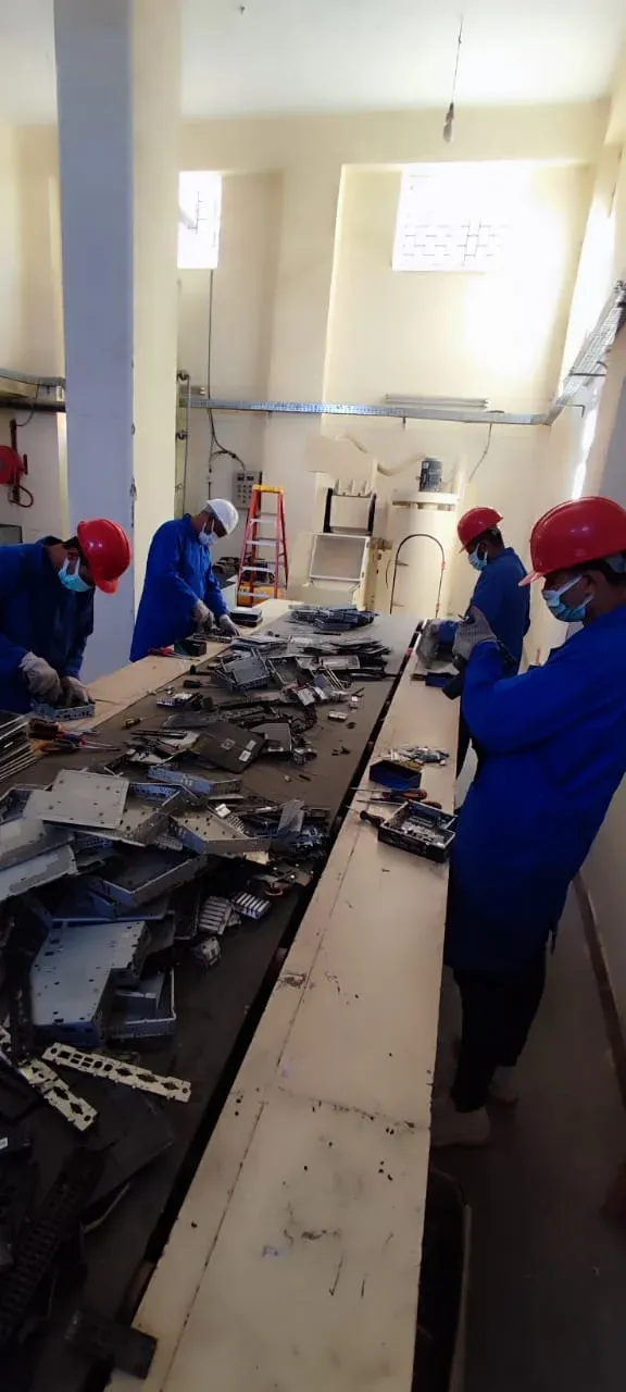 Manual dismantling line at the licensed EERC recycling facility