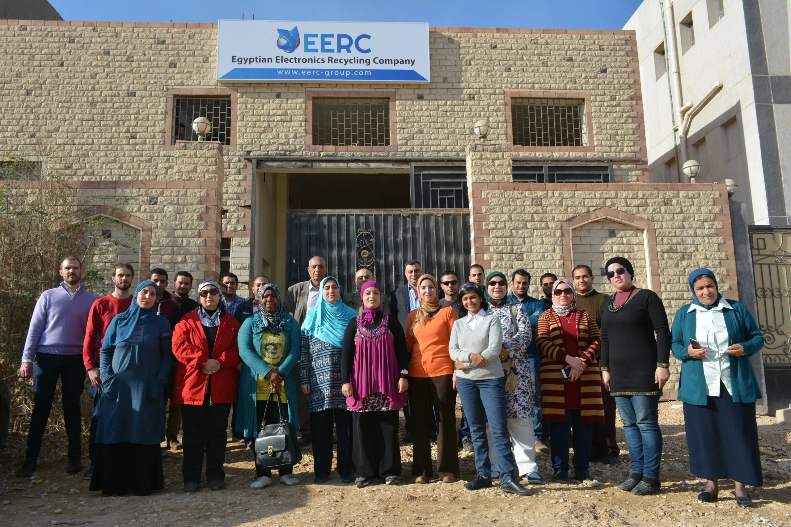 Visitors outside the EERC recycling facility in 6th of October